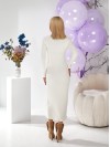 Довга сукня з коміром-стійкою молочного кольору 29995