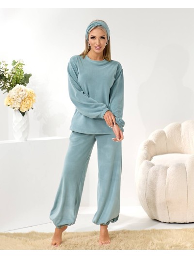 Домашній комплект трiйка (костюм+чалма) фiсташкового кольору 35938