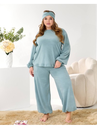 Домашній комплект трiйка (костюм+чалма) фiсташкового кольору 35964