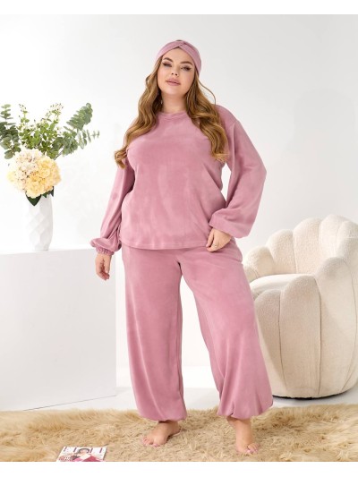 Домашній комплект трiйка (костюм+чалма) пудрового кольору 35961