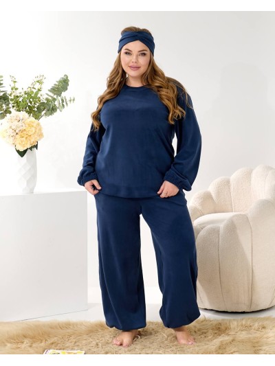 Домашній комплект трiйка (костюм+чалма) синього кольору 35960