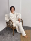 Домашній жiночий костюм з махри молочного кольору  36072