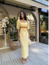 Довга лляна сукня жовтого кольору 33775