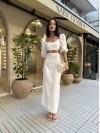 Длинное льняное платье молочного цвета 33776