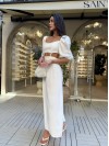 Длинное льняное платье молочного цвета 33776