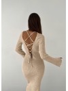 Длинное платье-футляр в стиле SKIMS бежевого цвета 33750