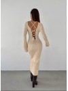 Длинное платье-футляр в стиле SKIMS бежевого цвета 33750