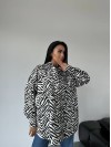 Джинсовая женская рубашка стиля зебры черно-белого цвета 34284