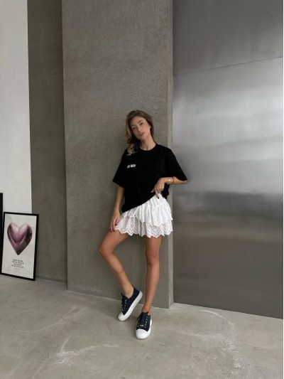 Бавовняна футболка з написом чорного кольору 31664