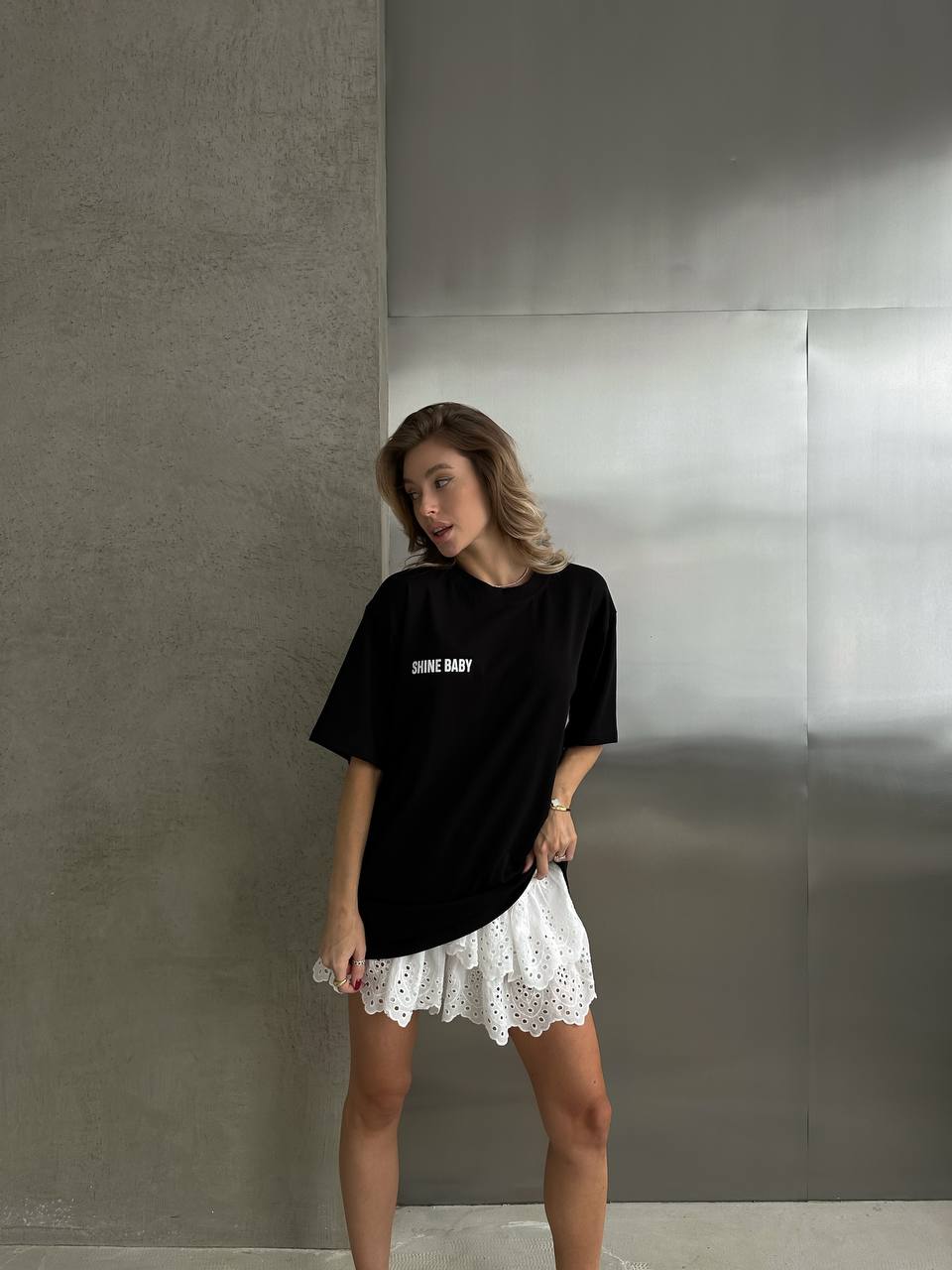 Хлопковая футболка с надписью черного цвета 31664