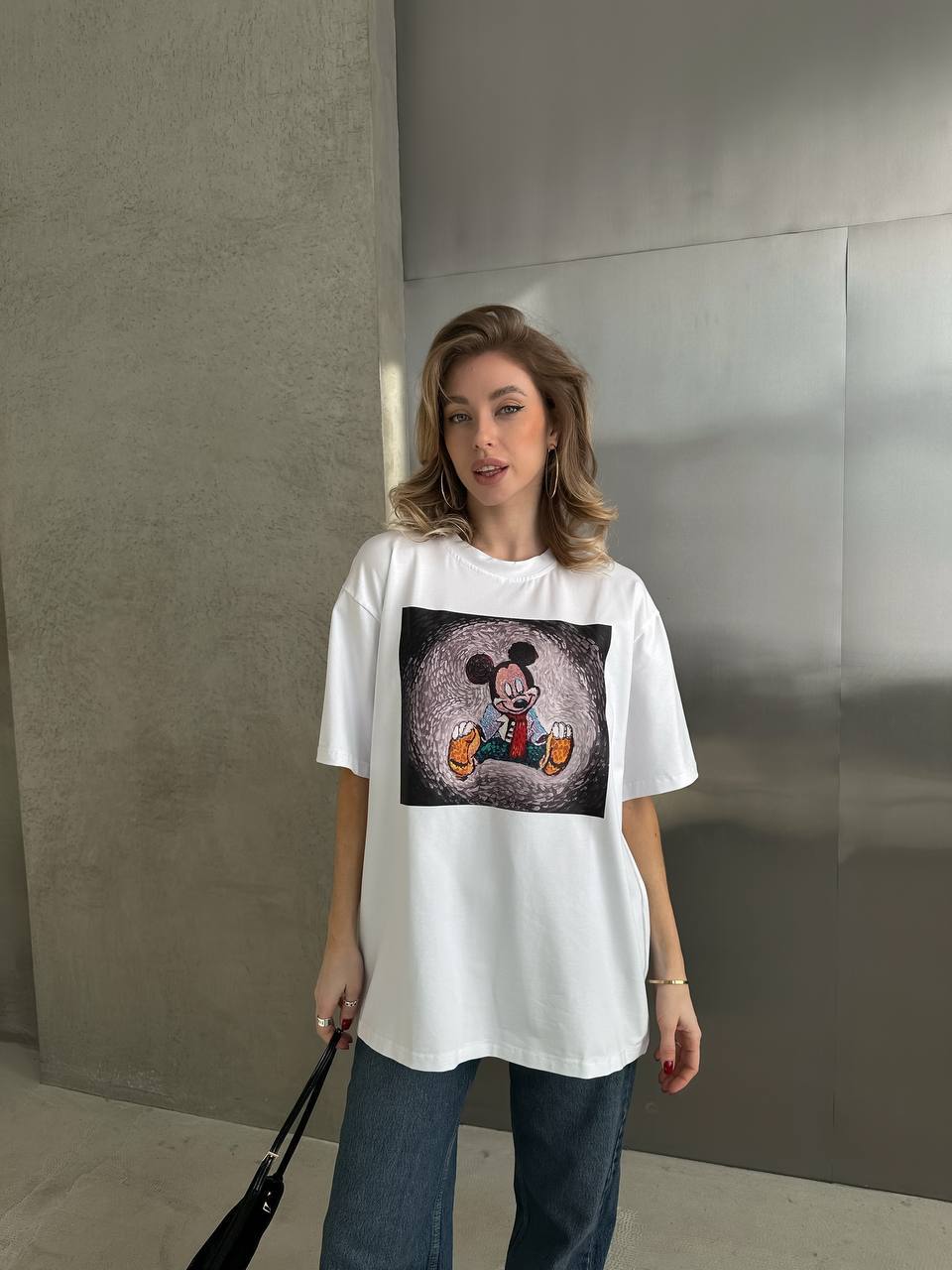 Хлопковая футболка с принтом белого цвета 28851