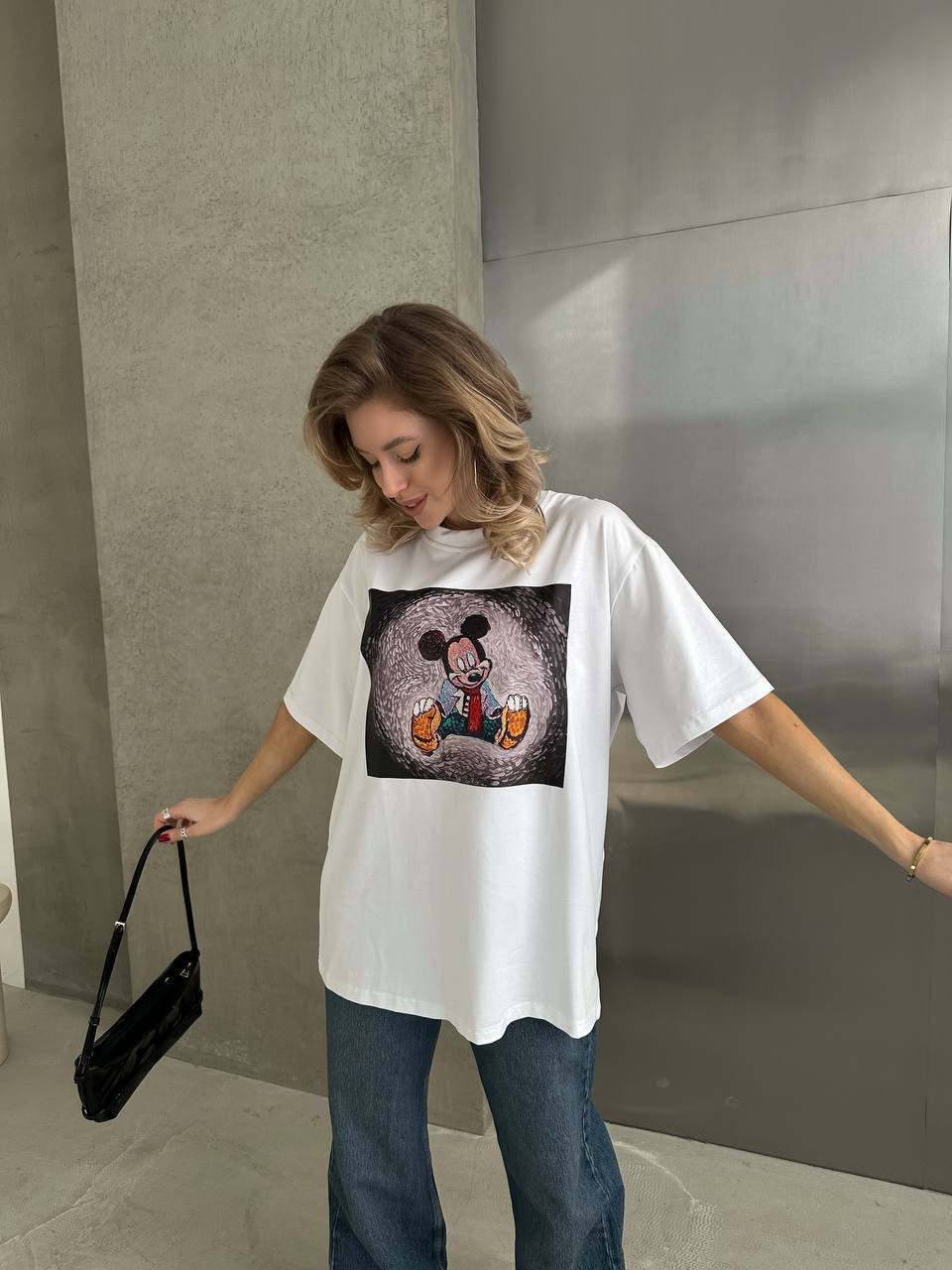 Хлопковая футболка с принтом белого цвета 28851