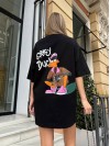 Хлопковая футболка с рисунком черного цвета 31782
