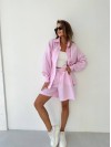 Бавовняний літній костюм в смужку рожевого кольору 33075