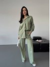 Бавовняний прогулянковий костюм оливкового кольору 31464