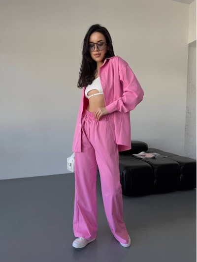 Бавовняний прогулянковий костюм рожевого кольору 31465