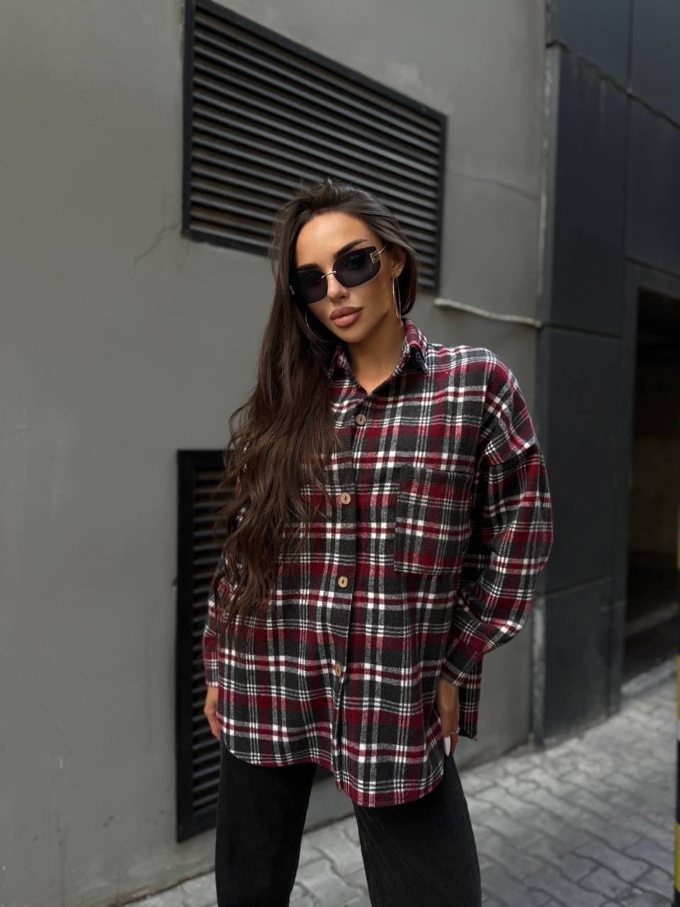 Кашемiрова жіноча сорочка бордового кольору 34645