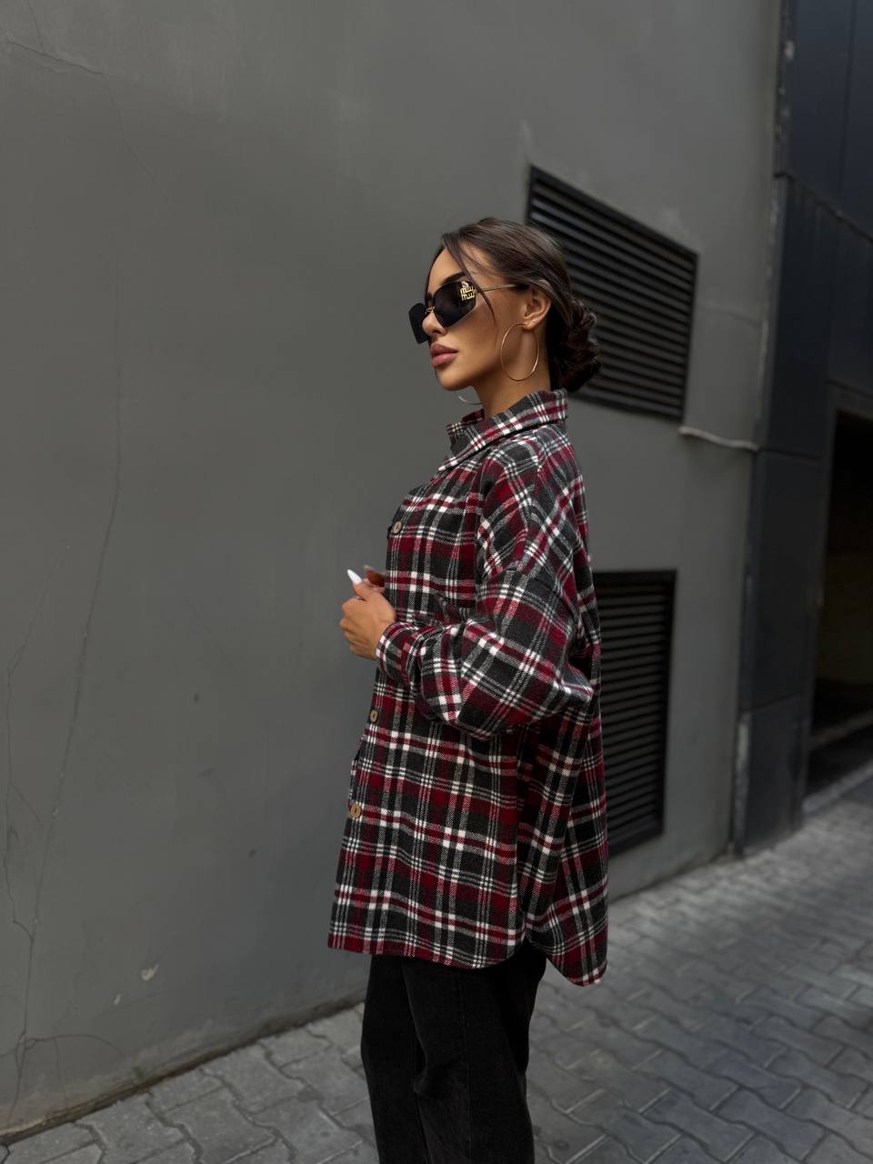 Кашемiрова жіноча сорочка бордового кольору 34645