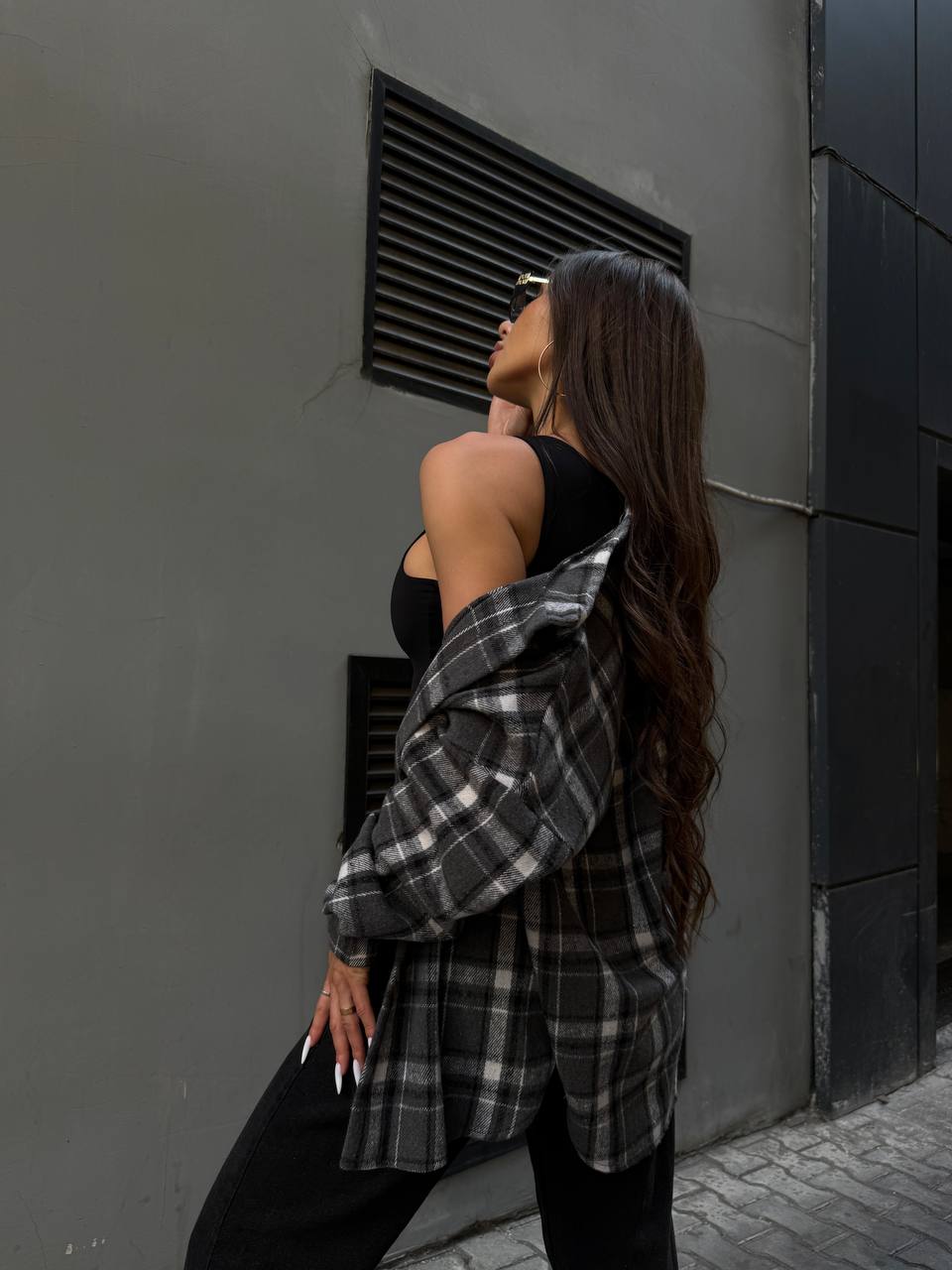 Кашемiрова жіноча сорочка графiтового кольору 34643