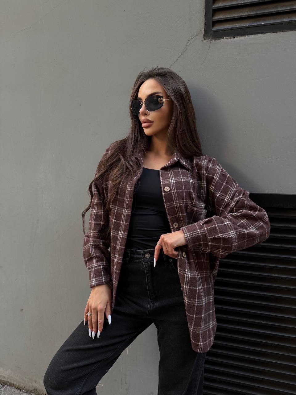 Кашемiрова жіноча сорочка коричневого кольору 34644