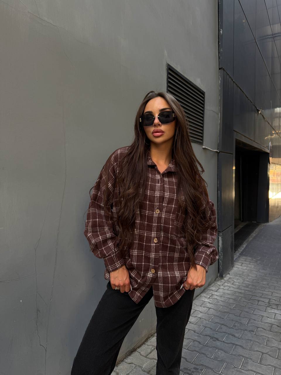 Кашемiрова жіноча сорочка коричневого кольору 34644