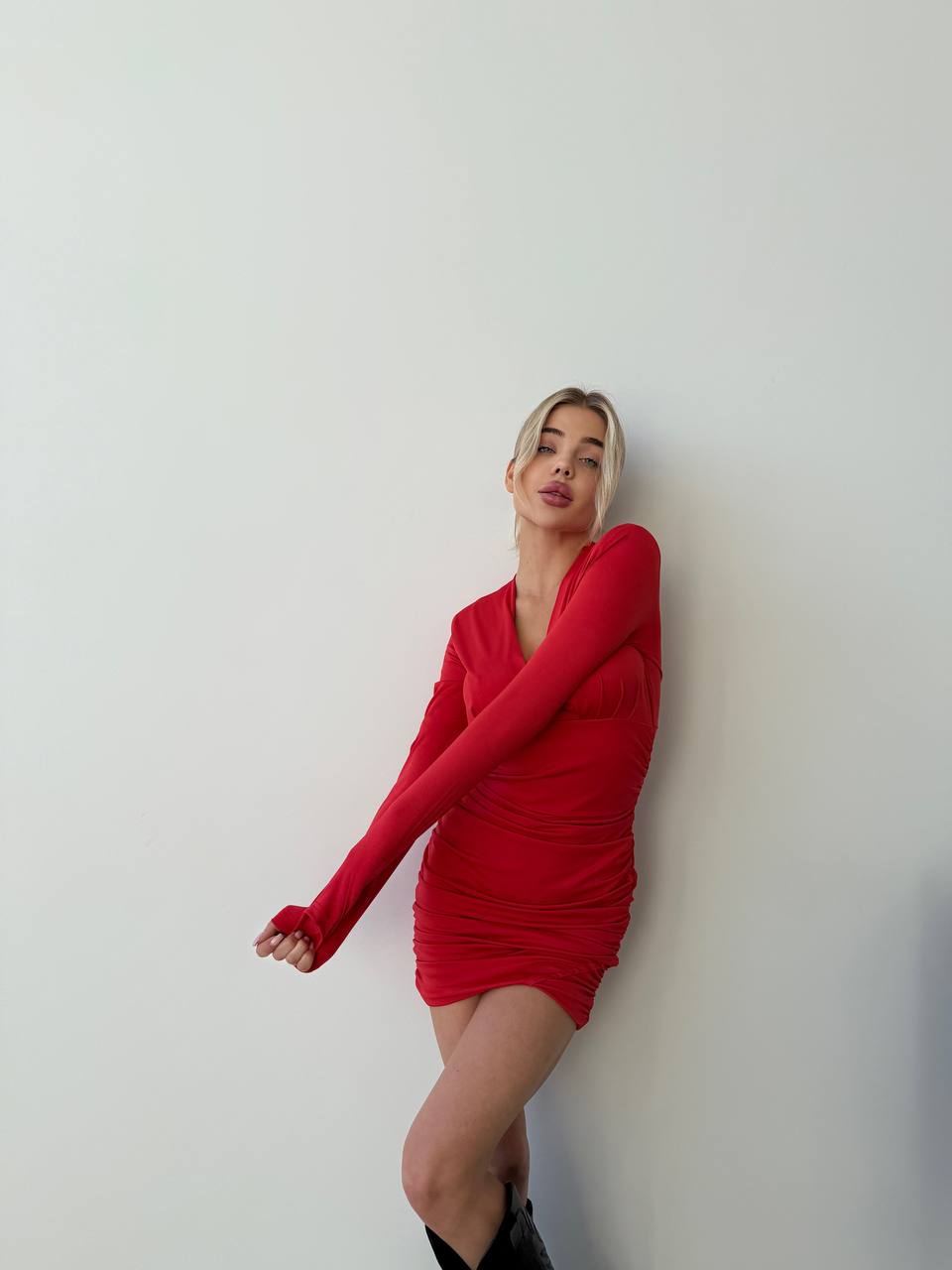 Класична вечiрня сукня мiнi червоного кольору 35737