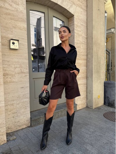 Класична жіноча сорочка чорного кольору 34147