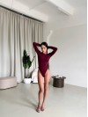 Классический боди из вискозы бордового цвета 30275