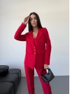 Класичний жiночий костюм тройка з топом червоного кольору 34247