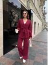 Класичний жiночий костюм з ангори бордового кольору 35303