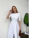 Класична сукня міді на ґудзиках бiлого кольору 31917