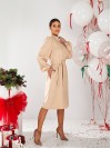 Класична сукня міді на гудзиках бежевого кольору 30338