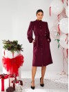Класична сукня міді на гудзиках бордового кольору 30339
