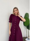 Класична сукня міді на ґудзиках бордового кольору 31913