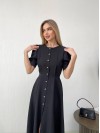 Класична сукня міді на ґудзиках чорного кольору 31915