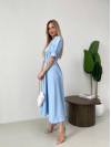 Класична сукня міді на ґудзиках блакитного кольору 31912