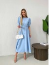 Класична сукня міді на ґудзиках блакитного кольору 31912