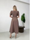 Класична сукня міді на ґудзиках кавового кольору 31918