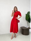 Класична сукня міді на ґудзиках червоного кольору 31916