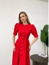 Класична сукня міді на ґудзиках червоного кольору 31916