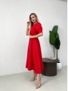 Класична сукня міді на ґудзиках червоного кольору 31916