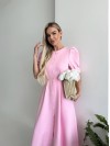 Класична сукня міді на ґудзиках рожевого кольору 33522