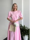 Класична сукня міді на ґудзиках рожевого кольору 33522