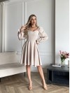 Классическое платье мини бежевого цвета 30905