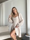Классическое платье мини бежевого цвета 30905