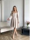 Классическое платье мини бежевого цвета 30905