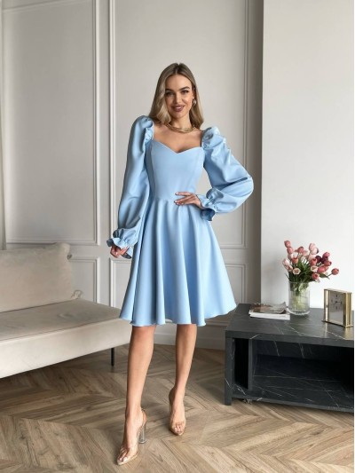 Классическое платье мини голубого цвета 30908