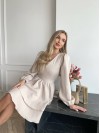 Классическое платье мини с двойной юбкой бежевого цвета 31043