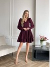 Класична сукня міні з подвійною спідницею бордового кольору 31044