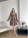 Классическое платье мини с двойной юбкой кофейного цвета 31037